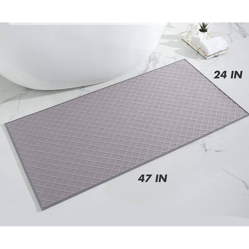 BathMat,Ultra Thin Bathroom Rugs Runner,（24"47",Grey） Bed Bath